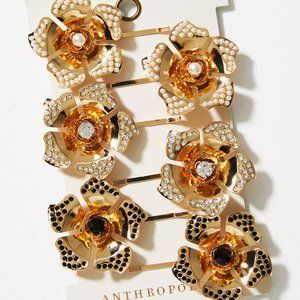 Anthropologie Floral Crystal Hair Pins - NWT